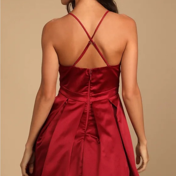 Lulus “Be With You Wine Red Skater Dress” - Picture 3 of 3